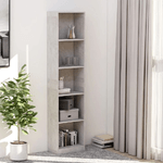 vidaXL Libreria a 5 Ripiani Grigio Cemento 40x24x175 cm in Truciolato