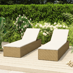 vidaXL Lettino Prendisole in Polyrattan Marrone e Bianco Crema