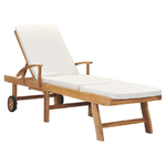 vidaXL Lettino Prendisole con Cuscino in Massello di Teak Crema