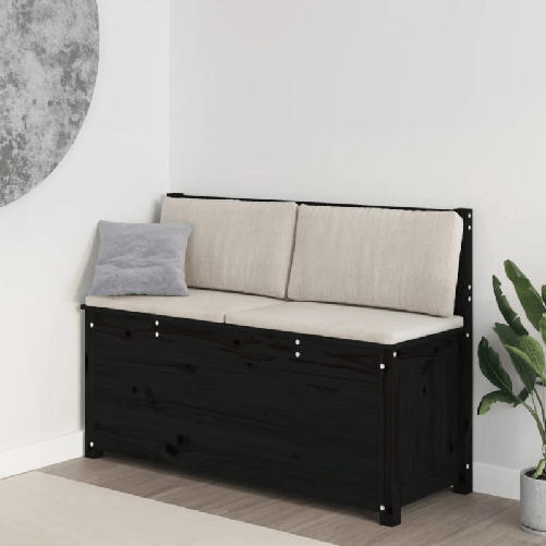 Panca Nera 110x41x76,5 cm in Legno Massello di Pino