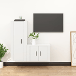 Set di Mobili Porta TV 2 pz Bianco in Legno ingegnerizzato