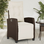 vidaXL Sedia Reclinabile Giardino con Poggiapiedi Marrone Polyrattan