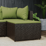 vidaXL Poggiapiedi da Giardino con Cuscino in Polyrattan Marrone