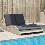 vidaXL Lettino con Cuscini Grigio Chiaro 114x205x73 cm in Polyrattan