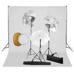 vidaXL Kit Studio Fotografico con Luci Ombrelli Fondale e Riflettore