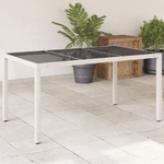 vidaXL Tavolo da Giardino Piano in Vetro Bianco 150x90x75cm Polyrattan