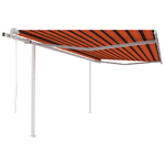 vidaXL Tenda Sole Retrattile Automatica e Pali 4x3,5 m Arancio Marrone