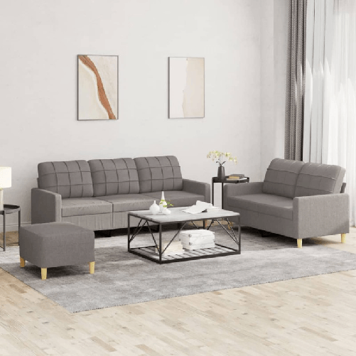 vidaXL Set di Divani 3 pz con Cuscini Tortora in Tessuto