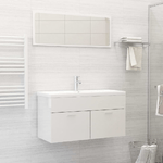 Set Mobili da Bagno Bianco Lucido in Truciolato