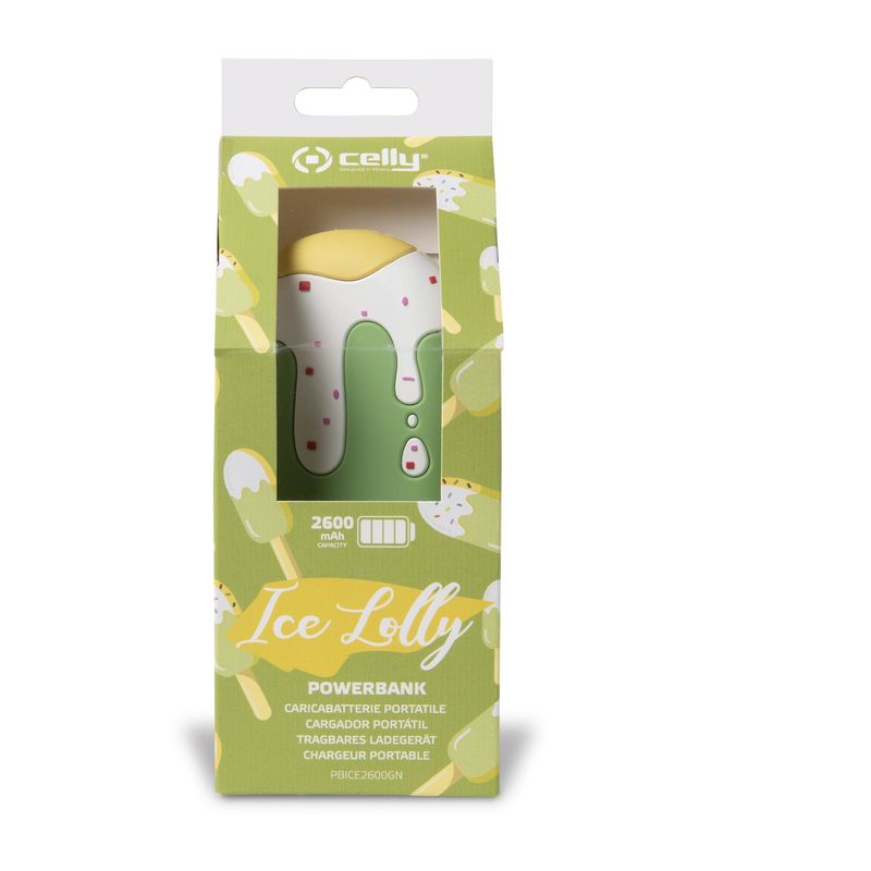 Celly-Ice-Lolly-Ioni-di-Litio-2600-mAh-Verde-Bianco-Giallo