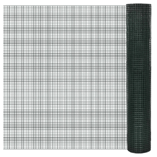 vidaXL Recinzione in Rete per Pollaio Rivestita in PVC 25x1 m Verde