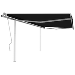 Tenda da Sole Retrattile Manuale con Pali 4,5x3 m Antracite