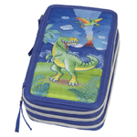 Astuccio Faber-Castell a 3 livelli con design dinosauro con contenuto standard gomma temperino matita di grafite HB 2 pe