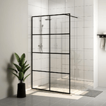 Parete per Doccia Walk-in Vetro Trasparente ESG 100x195cm Nera