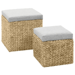 vidaXL Set Pouf 2 pz in Giunco Grigio