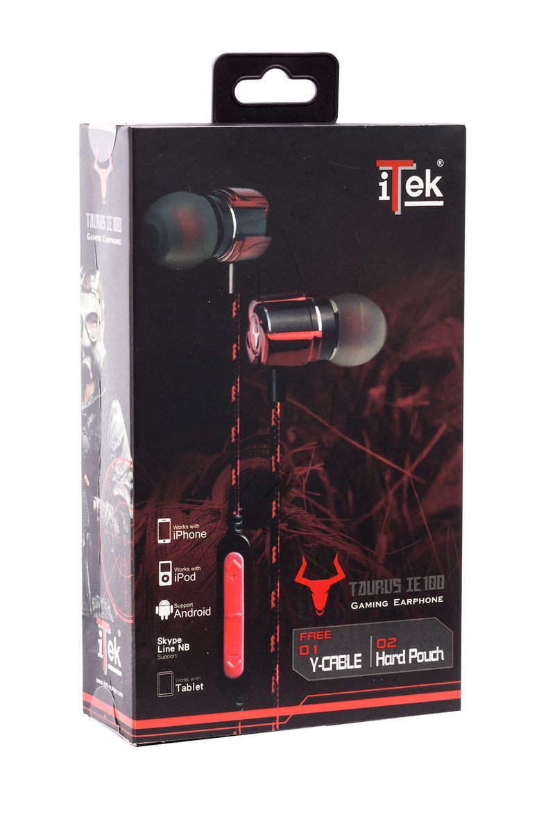 itek-Taurus-IE100-Auricolare-Cablato-In-ear-Giocare-Nero-Rosso