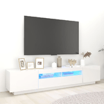 vidaXL Mobile Porta TV con Luci LED Bianco Lucido 200x35x40 cm