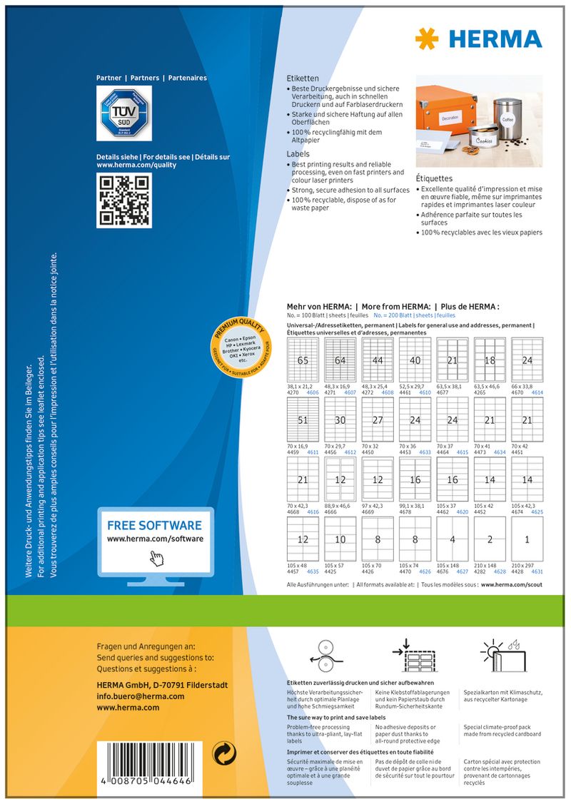 HERMA-4464-etichetta-per-stampante-Bianco-Etichetta-per-stampante-autoadesiva