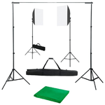 vidaXL Kit per Studio Fotografico con Luci Softbox e Fondale