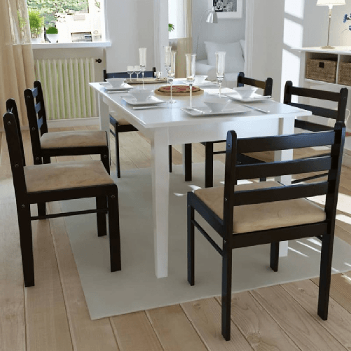 vidaXL Sedie da Pranzo 6 pz Marroni in Legno Massello e Velluto