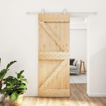vidaXL Porta Scorrevole con Set Hardware 80x210 cm Legno Massello Pino