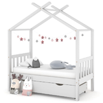 vidaXL Giroletto per Bambini Cassetto Bianco in Pino Massello 70x140cm