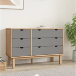 vidaXL Cassettiera OTTA Marrone e Grigio 111x42x73,5 cm Legno di Pino