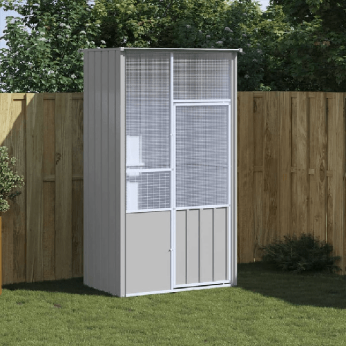 vidaXL Gabbia per Uccelli Grigia 115x78x200 cm in Acciaio Zincato