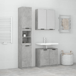 Set di Mobili da Bagno 3 pz Grigio Cemento in Legno ingegnerizzato