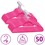 vidaXL Set Appendiabiti 50 pz Antiscivolo Rosa in Velluto