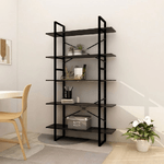 vidaXL Libreria a 5 Ripiani Nera 100x30x175 cm in Legno di Pino