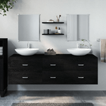 Set Mobili da Bagno 5 pz Nero in Legno ingegnerizzato