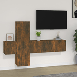 Set Mobili Porta TV 3 pz Rovere Fumo in Legno ingegnerizzato