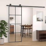 vidaXL Porta Scorrevole Nera 76x205 cm in Vetro ESG e Alluminio