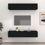 vidaXL Mobili Porta TV Neri 4 pz 80x30x30 cm in Legno ingegnerizzato