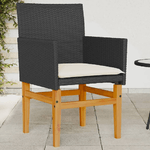 vidaXL Sedie Giardino con Cuscini 2pz Nere Polyrattan e Legno Massello