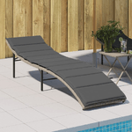 vidaXL Lettino Prendisole con Cuscino Grigio 55x199x50cm in Polyrattan