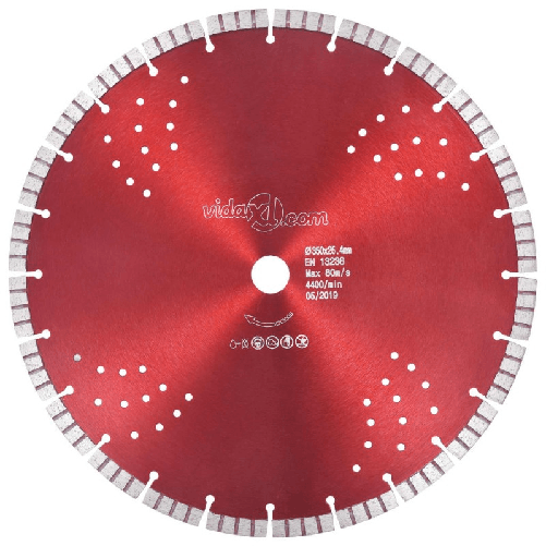 vidaXL Disco da Taglio Diamantato con Turbo e Fori in Acciaio 350 mm