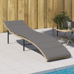 vidaXL Lettino Prendisole con Cuscini Beige 55x199x50 cm Polyrattan