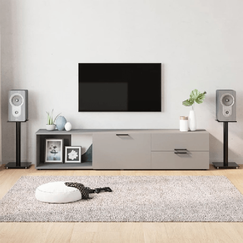 vidaXL Pedane per Casse 2pz Nero Vetro Temperato Design a 1 Pilastro