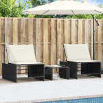 vidaXL Lettini Prendisole 2 pz con Tavolino Nero in Polyrattan