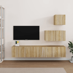 Set di Mobili Porta TV 4 pz Rovere Sonoma in Legno Ingegnerizzato