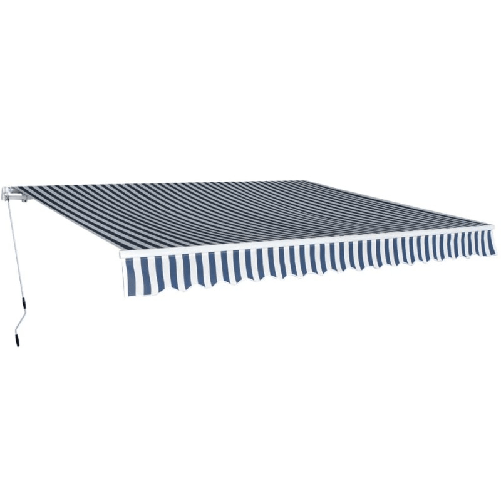 Tenda da Sole Pieghevole Manuale 400 cm Blu/Bianca