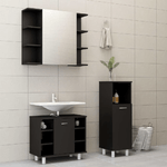 vidaXL Set Mobili da Bagno 3 pz Nero in Truciolato