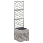 vidaXL Letto Rialzato a Traliccio 1 Vaso 30x30x107cm Polyrattan Grigio