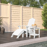 Sedia Giardino con Poggiapiedi e Tavolo Adirondack HDPE Bianco