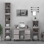 Set Mobili da Bagno 3 pz Grigio Sonoma in Legno Ingegnerizzato