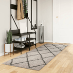 vidaXL Tappeto Shaggy a Pelo Lungo Moderno Beige e Antracite 80x250 cm