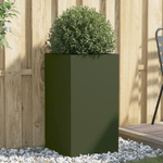 vidaXL Fioriera Verde Oliva 42x38x75 cm in Acciaio Laminato a Freddo