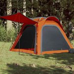 vidaXL Tenda 4 Persone Grigia e Arancione 240x221x160 cm Taffetà 185T